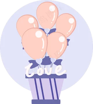 七夕情人节粉色系浪漫卡通气球