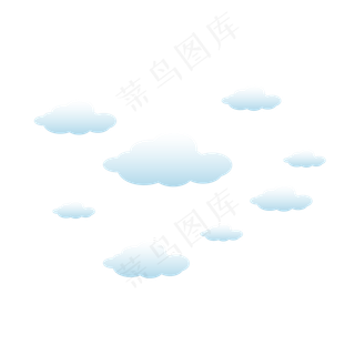 手绘天空蓝色云朵,免抠元素