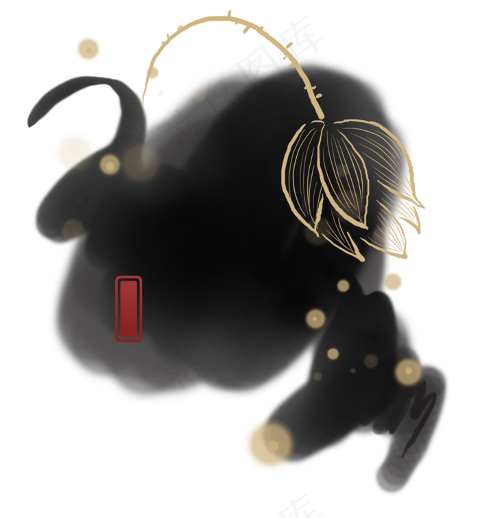 中国风水墨莲花墨迹文本框