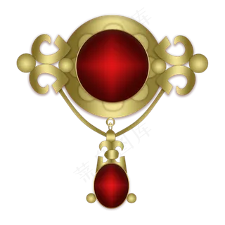 中国风金色花纹红色宝石