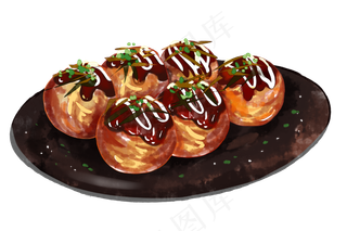 日本美食章鱼小丸子,免抠元素