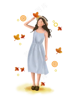 立秋秋天枫叶和女孩,免抠元素
