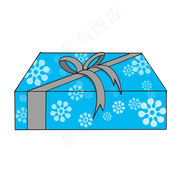 银灰色蝴蝶结装饰礼盒PNG素材,免抠元素