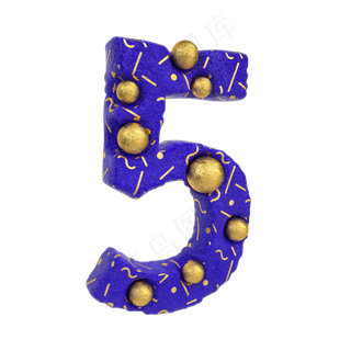 创意蓝金倒计时周年庆数字5