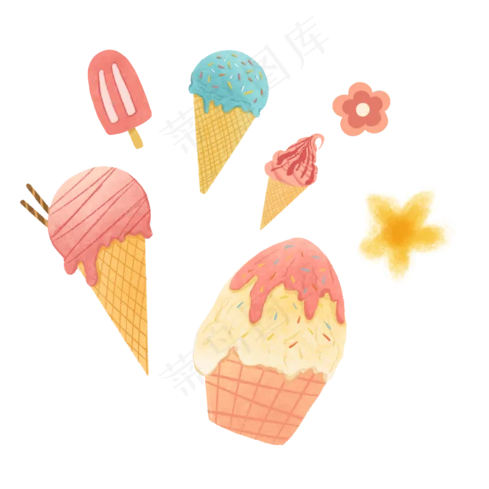 夏季海边元素装饰图,免抠元素(3000X3000(DPI:300))psd模版下载