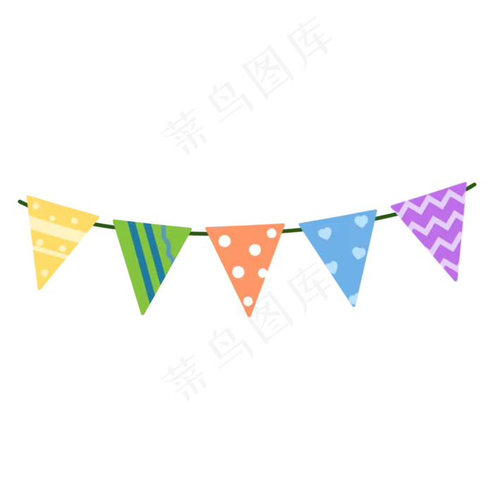 生日庆祝道具彩色小旗子,免抠元素(2000*2000px 300 dpi )psd模版下载