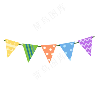 生日庆祝道具彩色小旗子,免抠元素