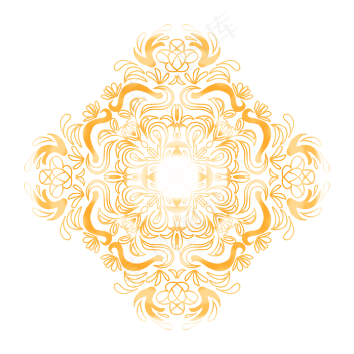 手绘金色线描花纹(2000X2000(DPI:300))psd模版下载