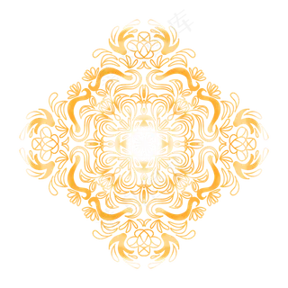 手绘金色线描花纹