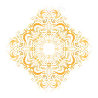 手绘金色线描花纹
