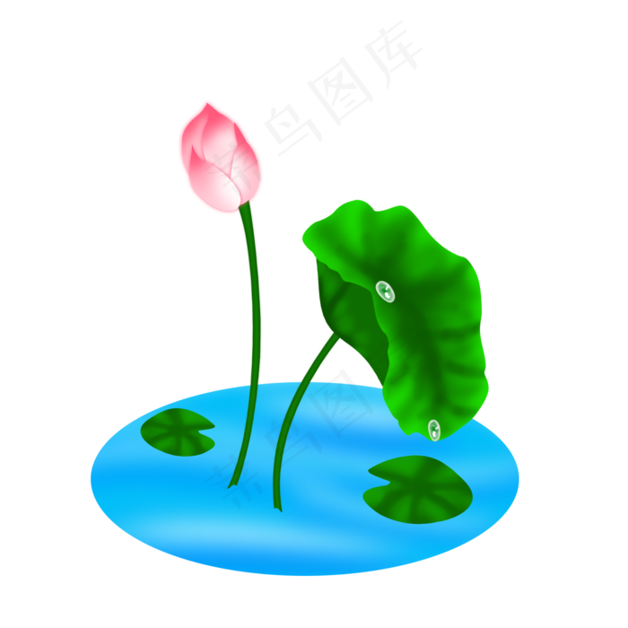 卡通粉色莲花免扣