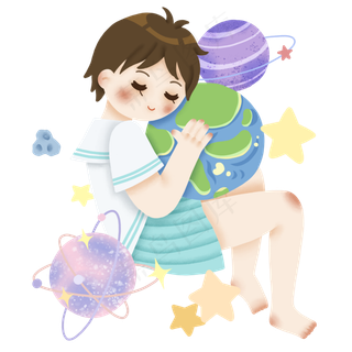 世界地球日少女与地球