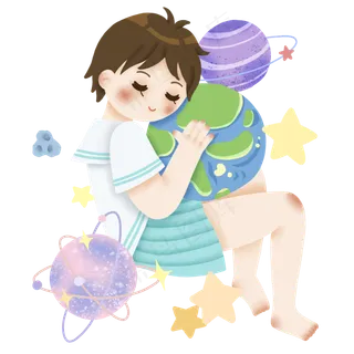 世界地球日少女与地球