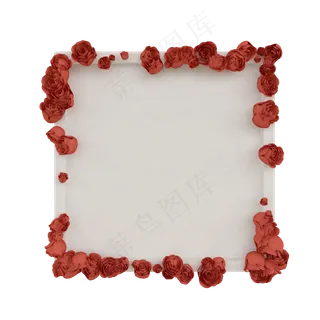 c4d立体玫瑰边框剪纸风免费下载