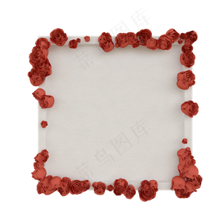 c4d立体玫瑰边框剪纸风免费下载