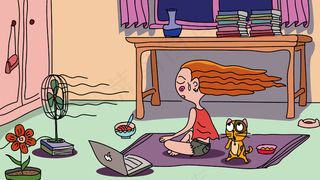 盛夏的空气中酷热难耐的女孩