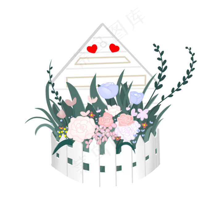 精美爱情花束装饰(3000X3000(DPI:299))psd模版下载