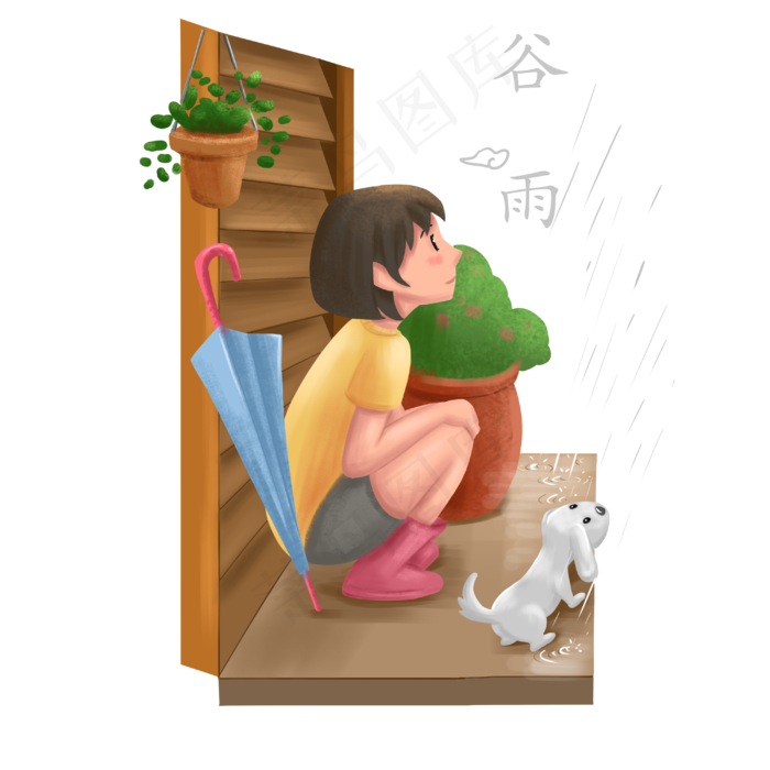 中古节气谷雨,免抠元素(3000X3000(DPI:300))psd模版下载