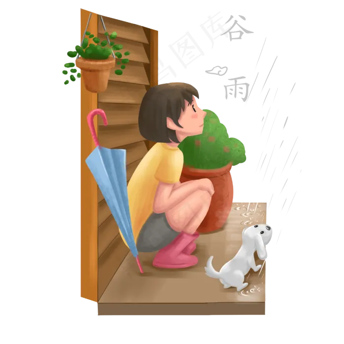 中古节气谷雨,免抠元素(3000X3000(DPI:300))psd模版下载