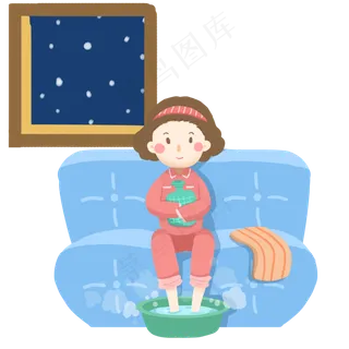 二十四节气冬至养生泡脚免抠PNG素