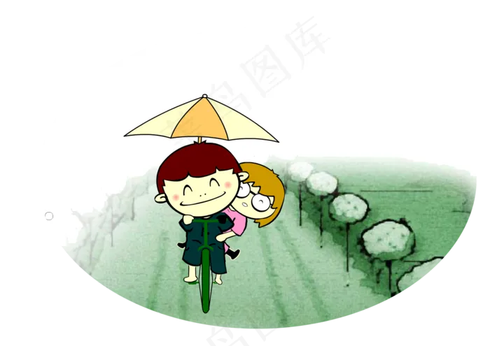 小男孩骑自行车带小女孩去上学(3508X2480(DPI:300))psd模版下载