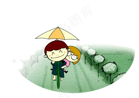 小男孩骑自行车带小女孩去上学