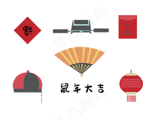 中国风国潮新年喜庆传统文化装饰,免抠元素