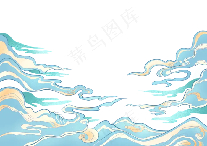 手绘国潮七夕祥云(1125X2436(DPI:72))psd模版下载