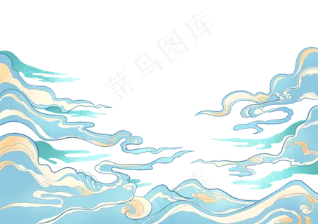 手绘国潮七夕祥云