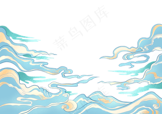 手绘国潮七夕祥云