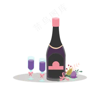 矢量手绘卡通红酒酒杯,免抠元素