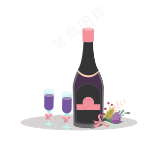 矢量手绘卡通红酒酒杯,免抠元素