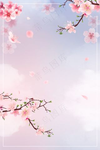 枝头上盛开的粉色桃花