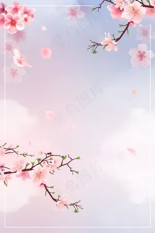 枝头上盛开的粉色桃花