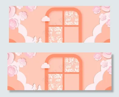 小清新珊瑚橘窗户花纹妇女节女王节女神节banner