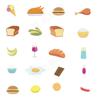 清明节出游必备食物矢量