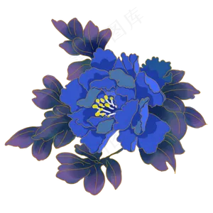 中秋节蓝紫色牡丹花,免抠元素