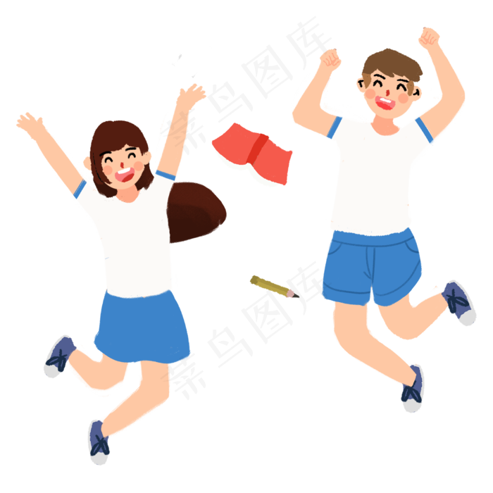高考跳起来庆祝高考成功顺利的学