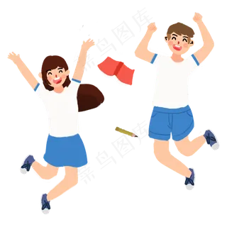 高考跳起来庆祝高考成功顺利的学