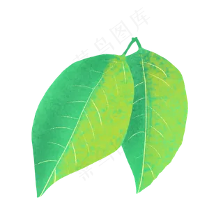 春季绿色叶子重叠手绘
