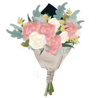 手绘暖色新娘捧花