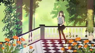 夏天森林阳光女孩