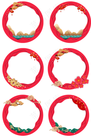 中国风立体装饰边框,免抠元素