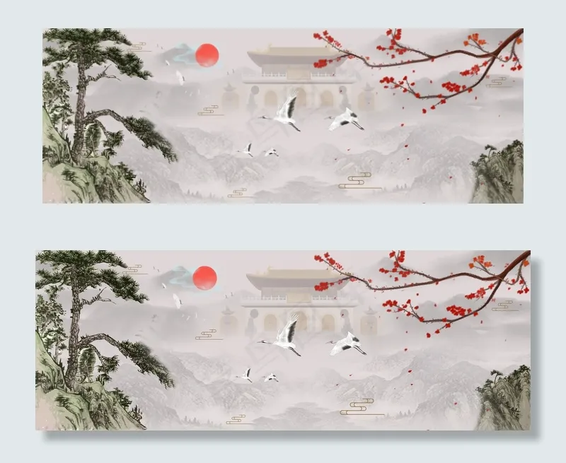 中国风水墨江山如画(1920*700px 	       )psd模版下载