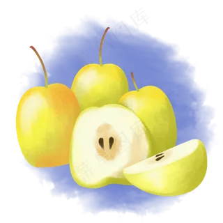 卡通手绘惊蛰应季水果之四个梨子