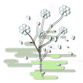 立体剪纸柔色花朵母亲节免扣蓝色