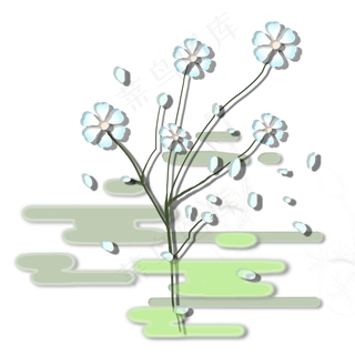 立体剪纸柔色花朵母亲节免扣蓝色