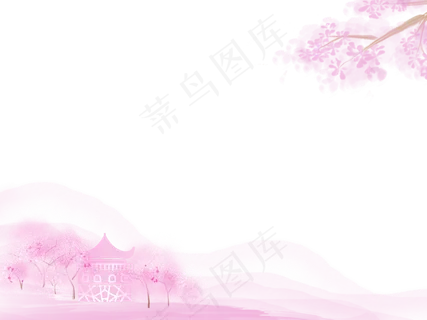 粉色樱花房屋边框