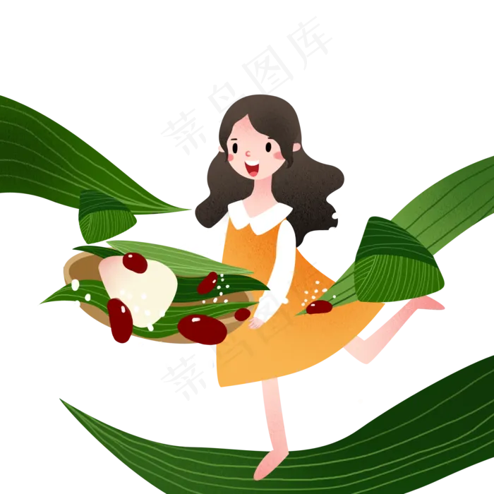 拿着粽子的小女孩(2000X2000(DPI:299))psd模版下载