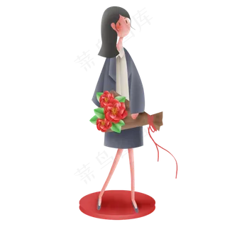 拿花束的职业女性